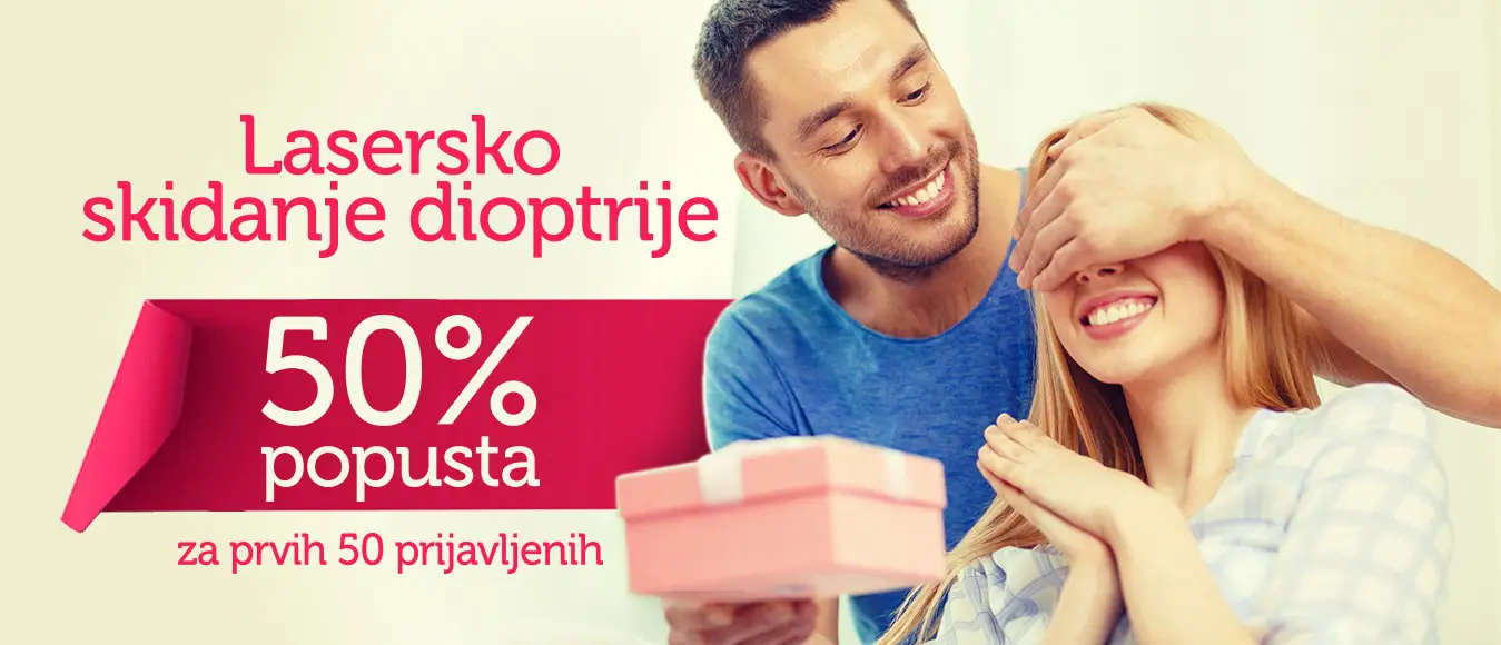 Lasersko skidanje dioptrije popust 50%