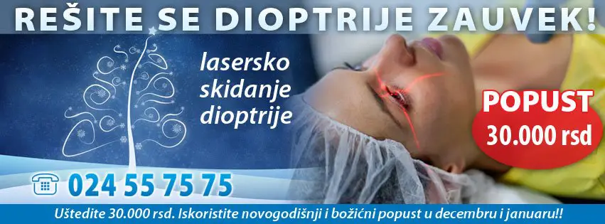 Lasersko skidanje dioptrije - popust